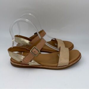 Kork-ease metallic leather ankle strap sandals